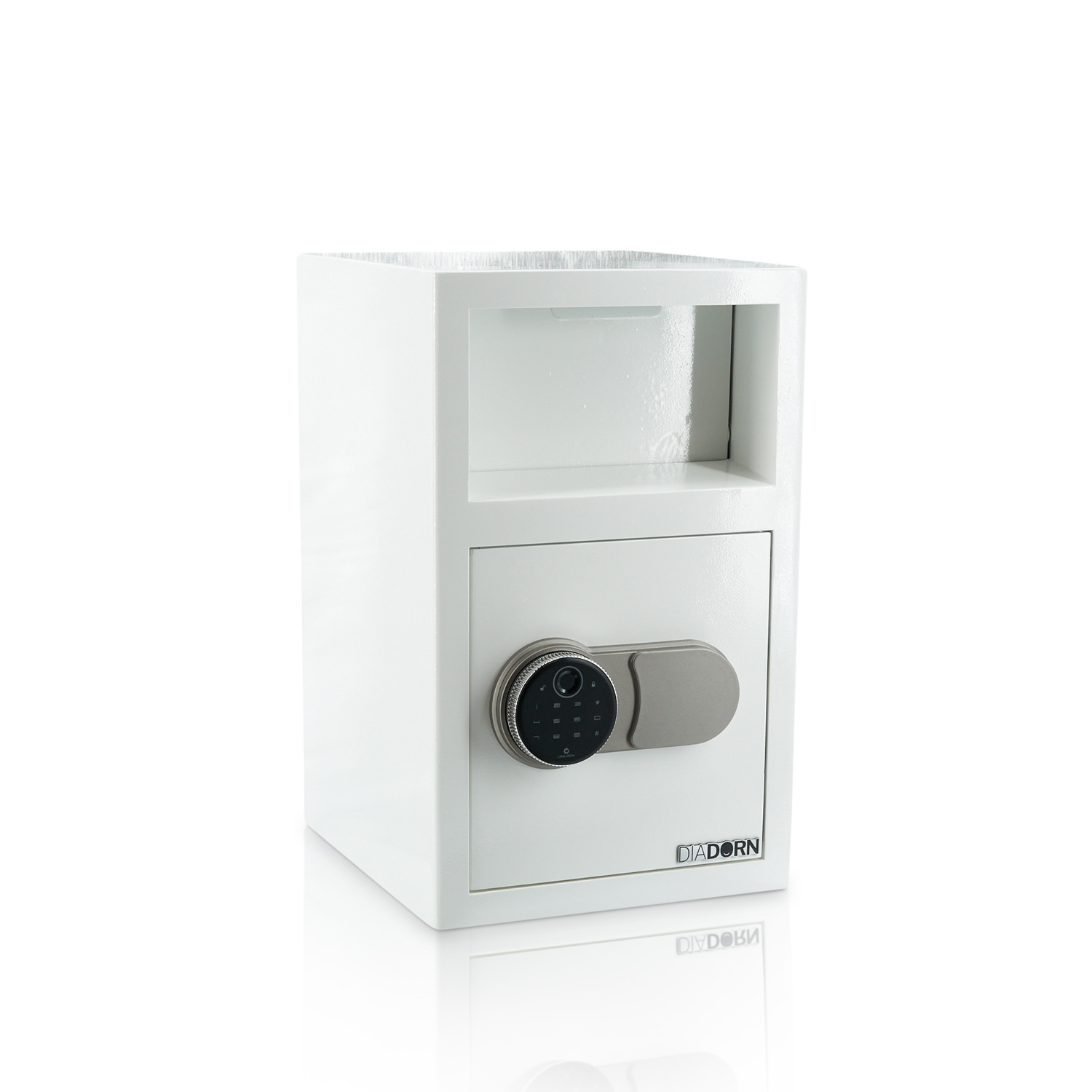 Afstortkluis met inwerpopening met vingerafdruk PIN-code slot | Vingerafdrukscanner | Hoogglans wit